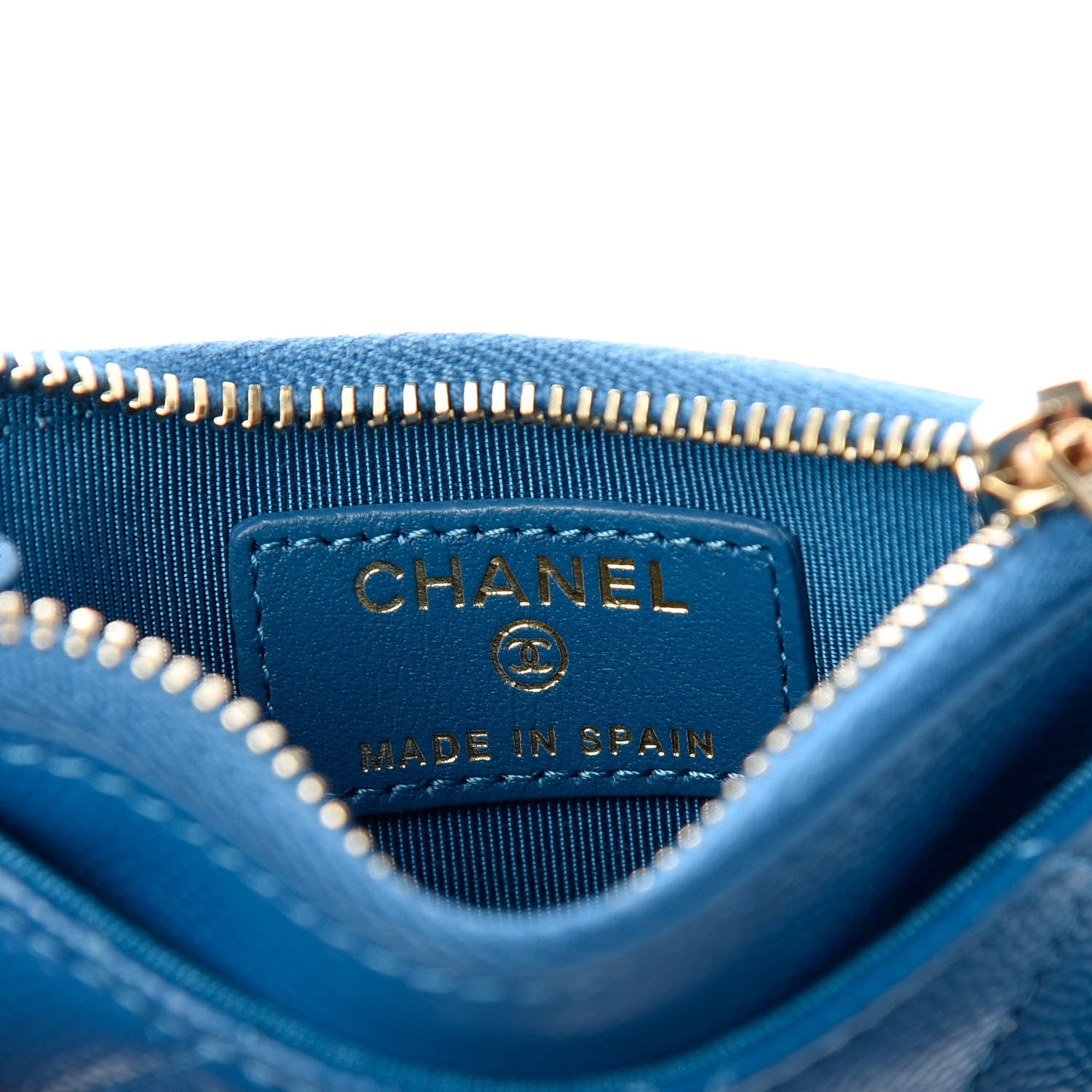 Chanel Caviar Quilted CC Zip Card Holder Blue 6 of 7