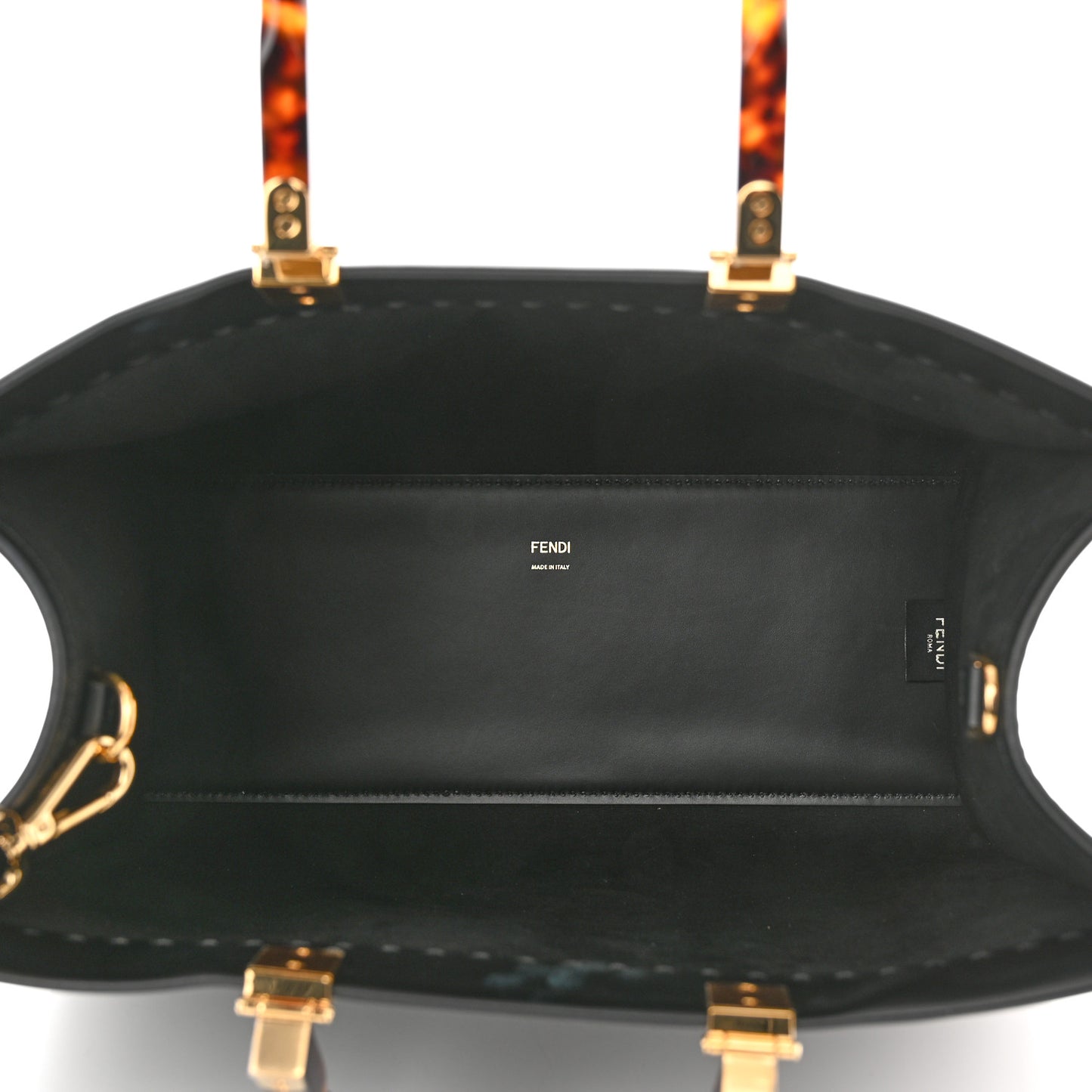 Vitello King Plexiglass Medium Fendi Sunshine Shopper Tote Black