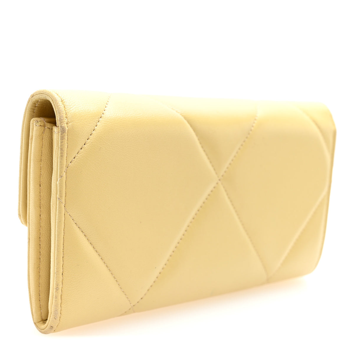 Chanel Lambskin Quilted Chanel 19 Flap Wallet Yellow 3 of 8