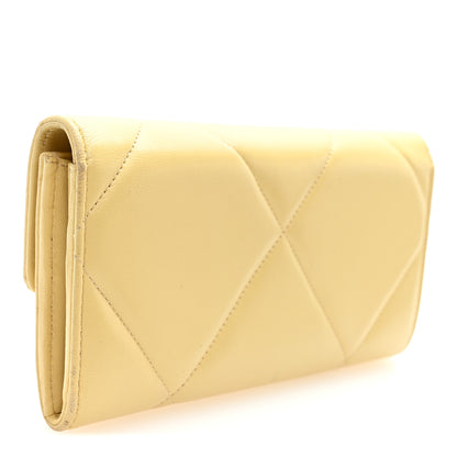 Chanel Lambskin Quilted Chanel 19 Flap Wallet Yellow 3 of 8