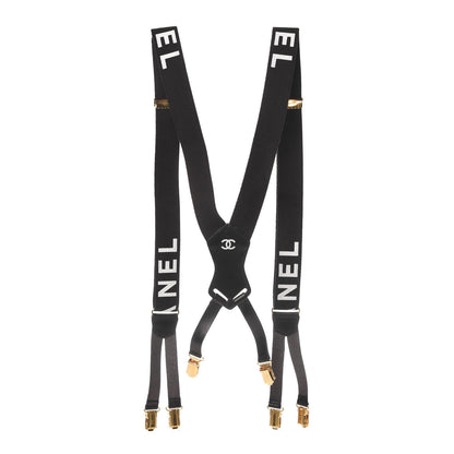 Chanel Logo Suspenders Black White 3 of 9