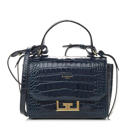 Givenchy Calfskin Crocodile Embossed Eden Mini Top Handle Blue 1 of 8
