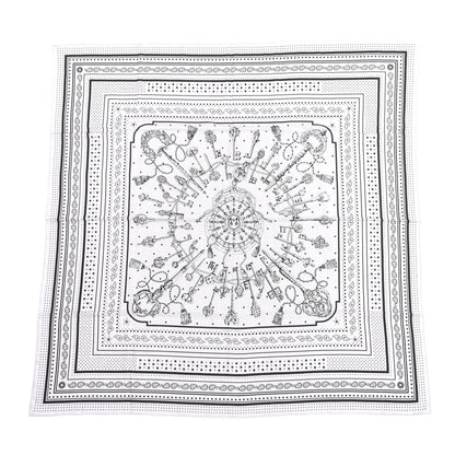 Hermes Cashmere Silk Les Cles Bandana Shawl 140 Gris Chine Black 1 of 6