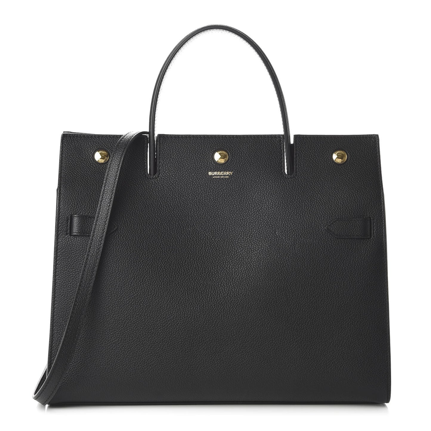 Grainy Calfskin Medium Title Bag Black