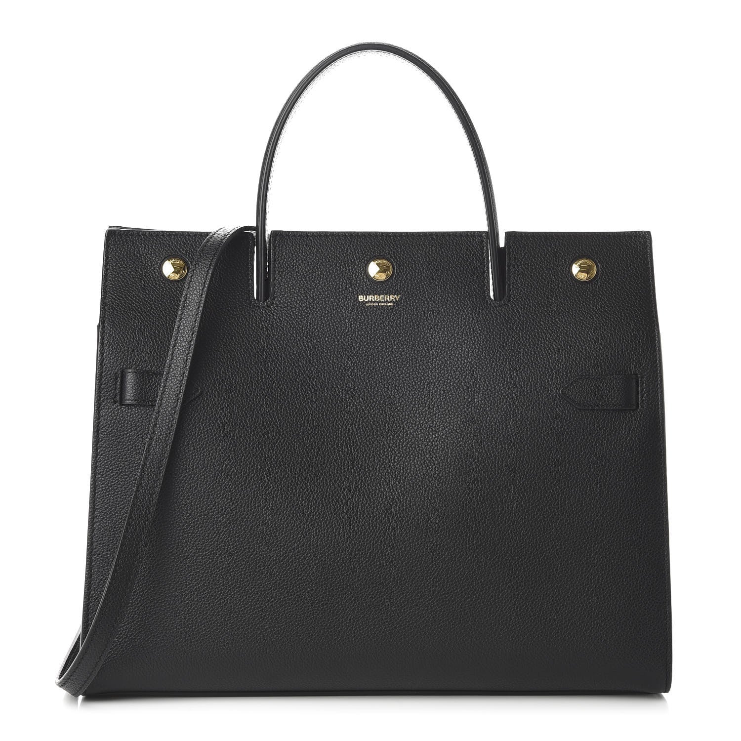 Burberry Grainy Calfskin Medium Title Bag Black 1 of 10