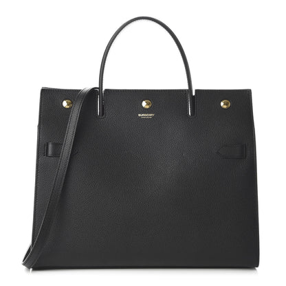 Burberry Grainy Calfskin Medium Title Bag Black 1 of 10