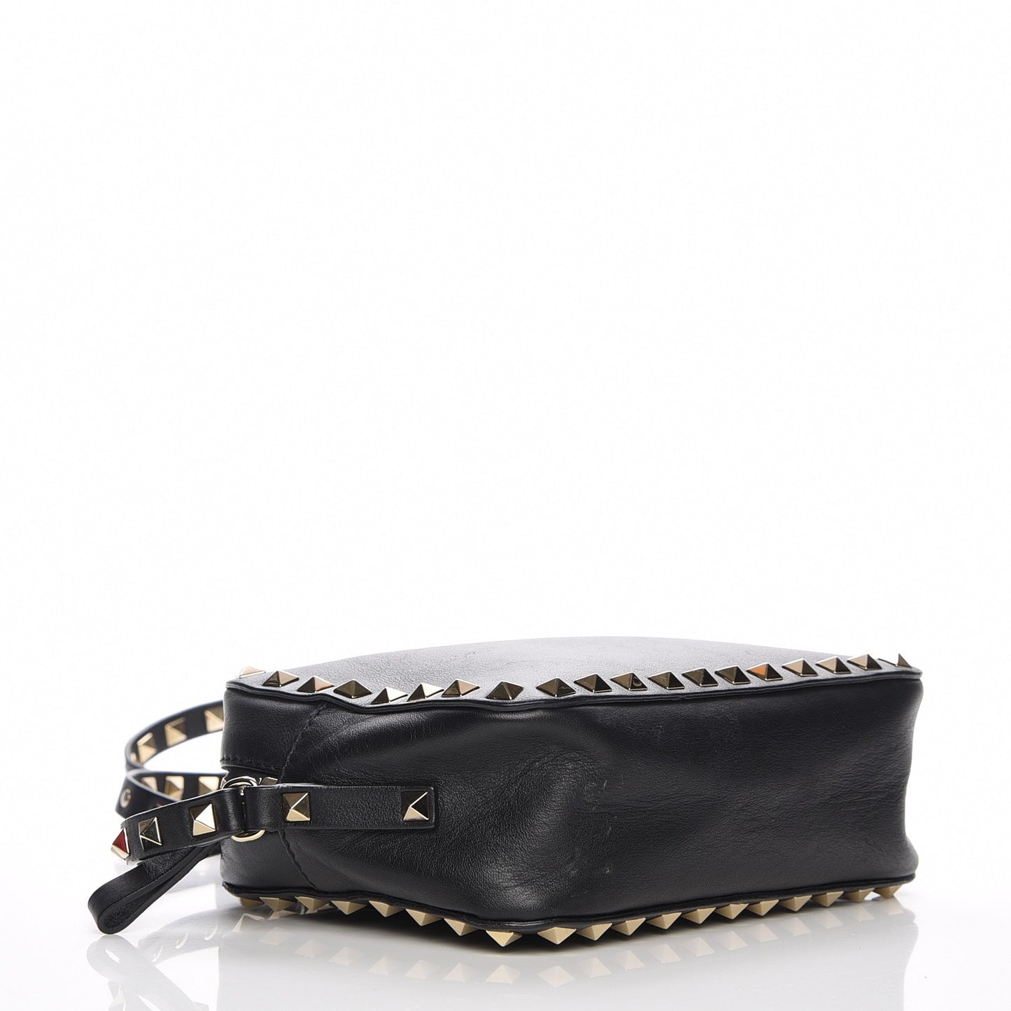Calfskin Rockstud Camera Crossbody Bag Black
