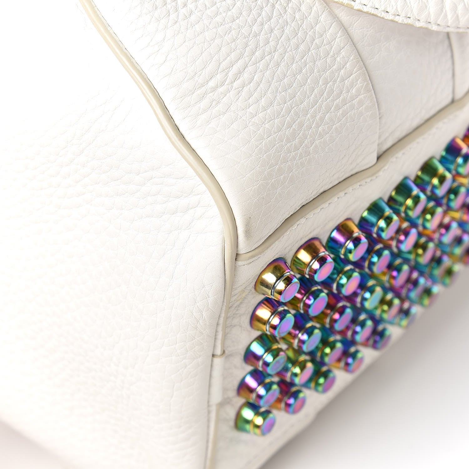 Alexander Wang Pebbled Lambskin Rocco Duffel White Iridescent Hardware 12 of 15