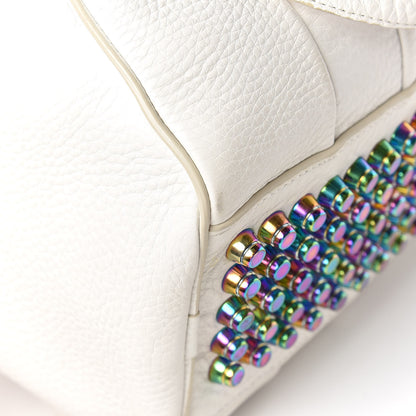 Alexander Wang Pebbled Lambskin Rocco Duffel White Iridescent Hardware 12 of 15