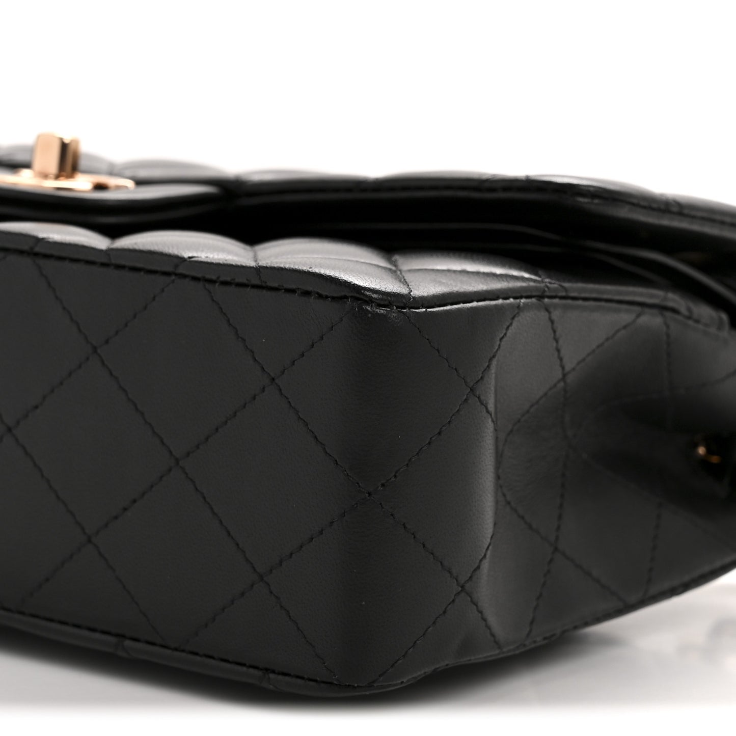 Lambskin Quilted Small Double Flap Black