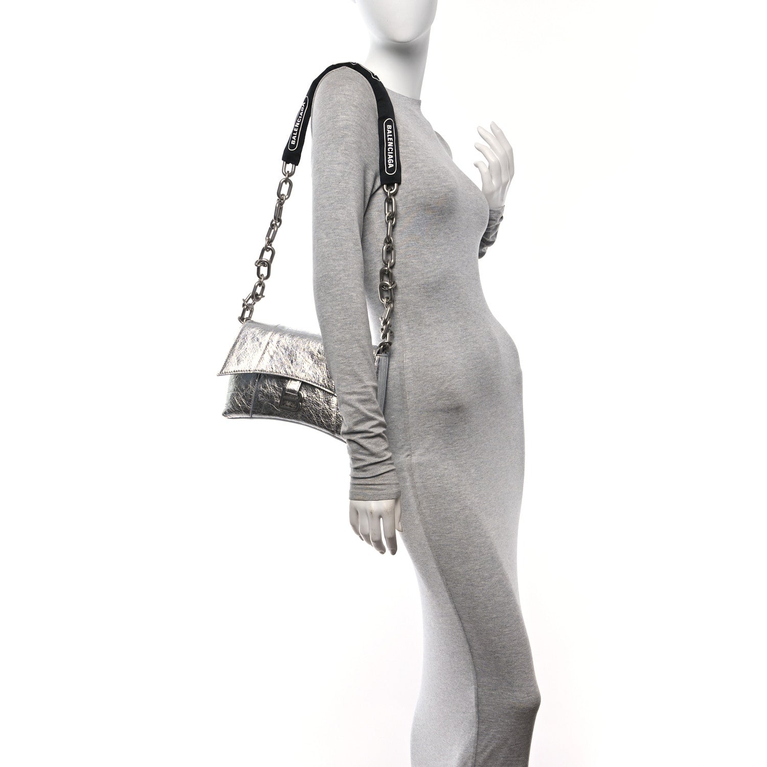 Balenciaga Metallic Calfskin Downtown Chain Shoulder Bag XS Silver 2 of 11