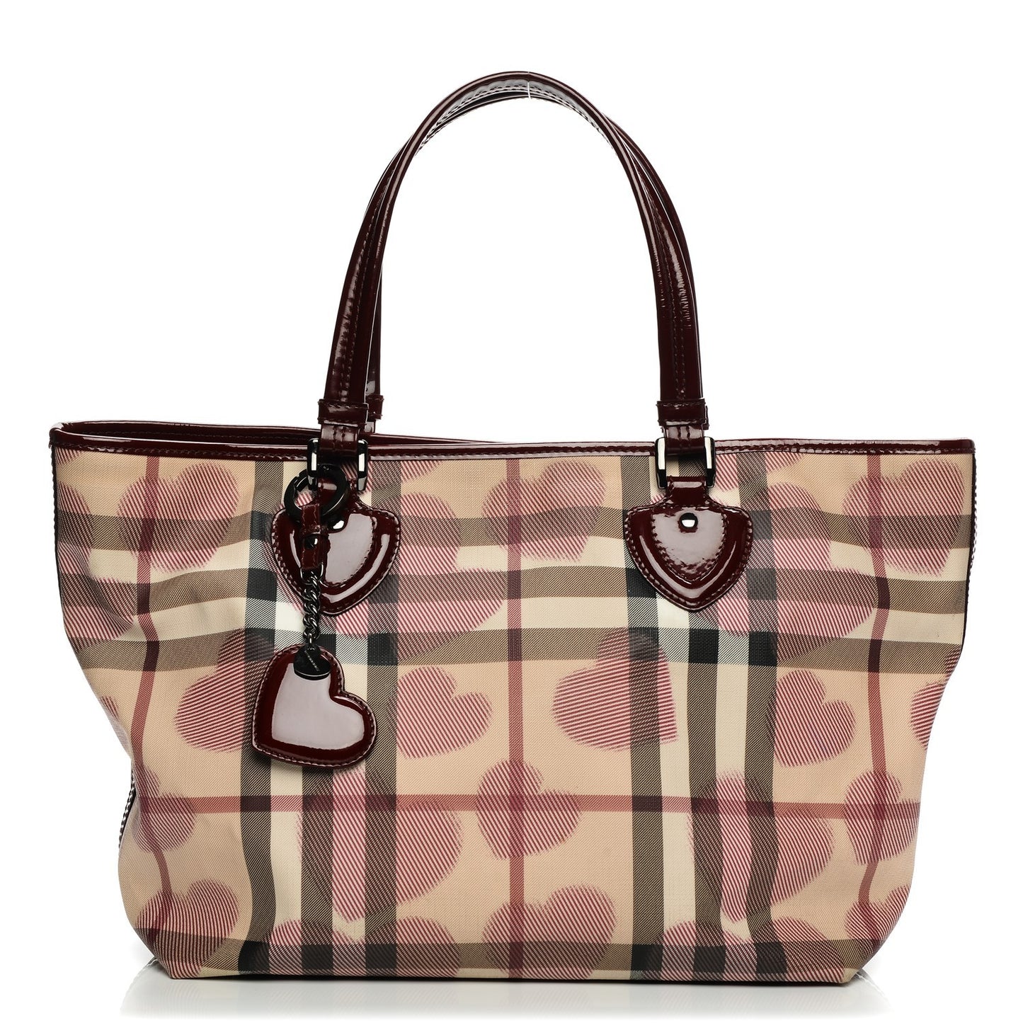 Nova Check Heart Gracie Diaper Tote Berry Red