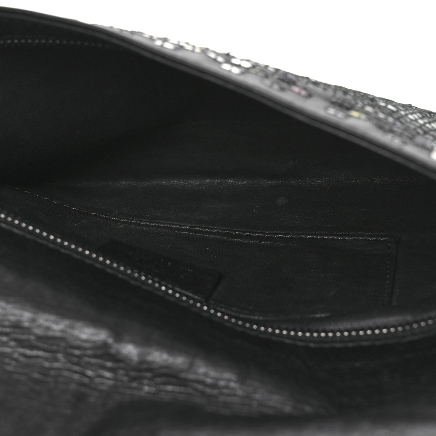 Calfskin Studded Evening Clutch  Black Silver