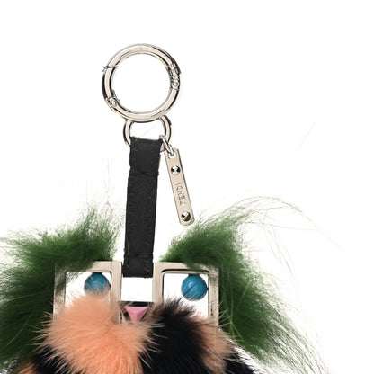 Fendi Calfskin Mink Fox Fur Witches Charm Pink Black 3 of 5