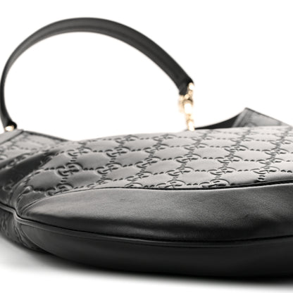 Gucci GG Calfskin Embossed B Medium Shoulder Bag Arabella Black 10 of 11