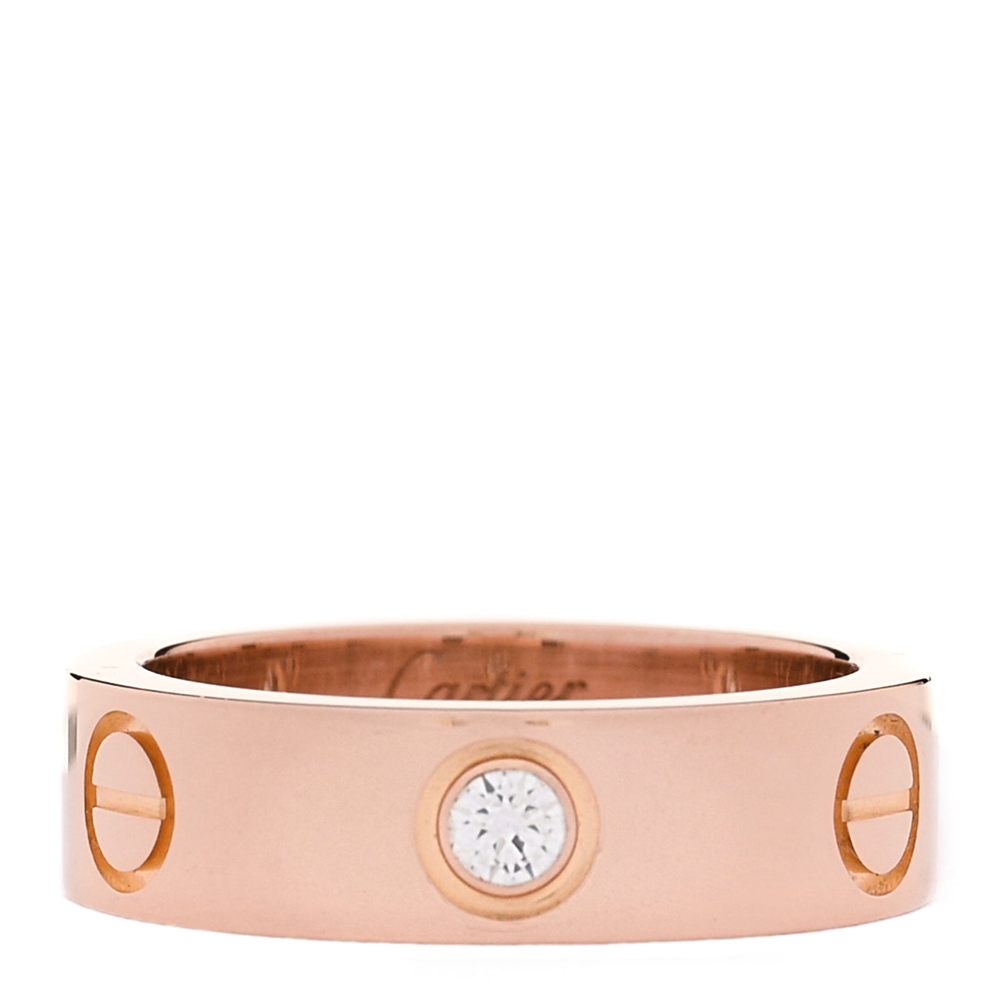 18K Pink Gold 3 Diamond 5.5mm LOVE Ring 51 5.75