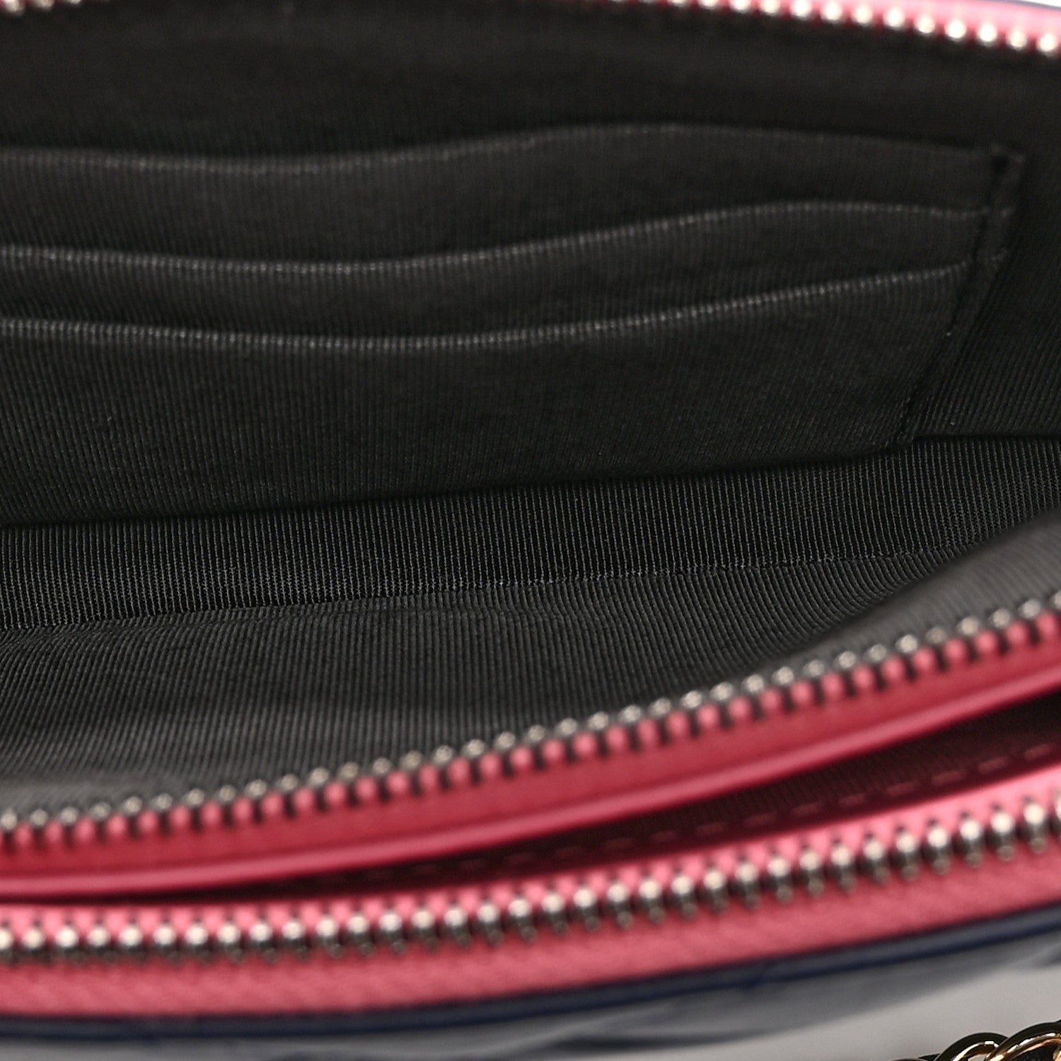 Chanel Aged Calfskin Chevron Quilted Small Gabrielle Clutch With Chain  Navy Black Pink 5 of 13