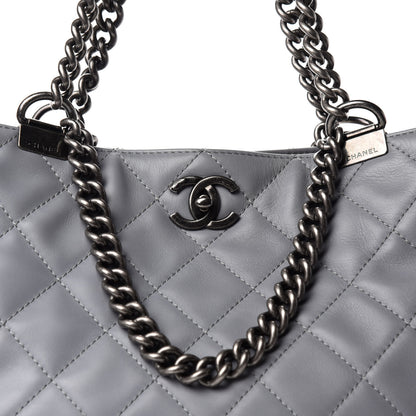 Chanel Lambskin Quilted Shopping Tote Grey 10 of 11