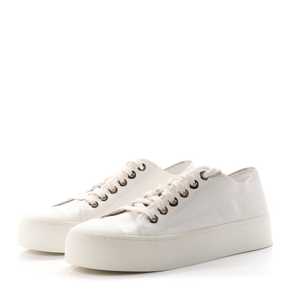 Chanel Lambskin Printed Logo Sneakers 39 White 4 of 9