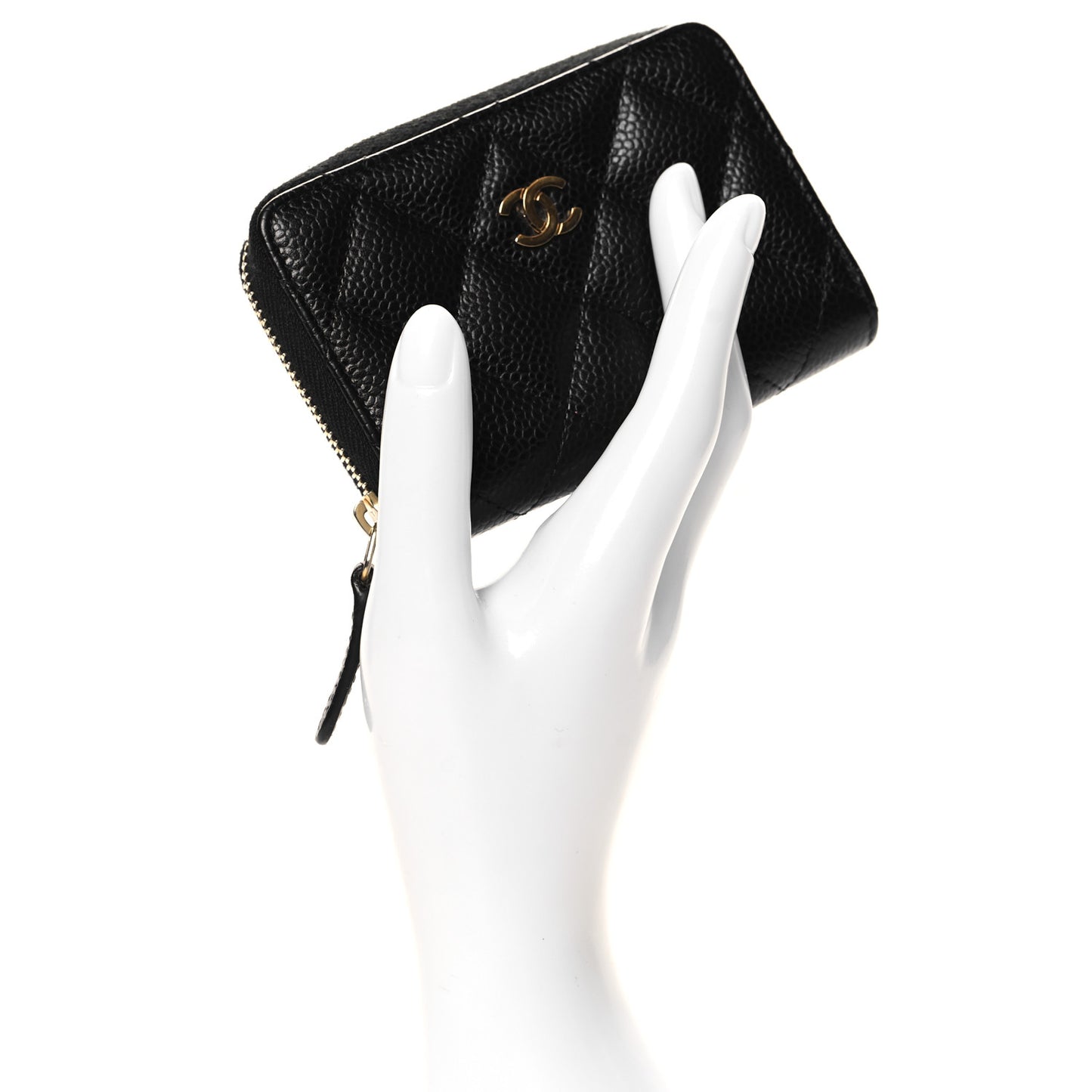 Caviar Quilted Zip Coin Purse Black