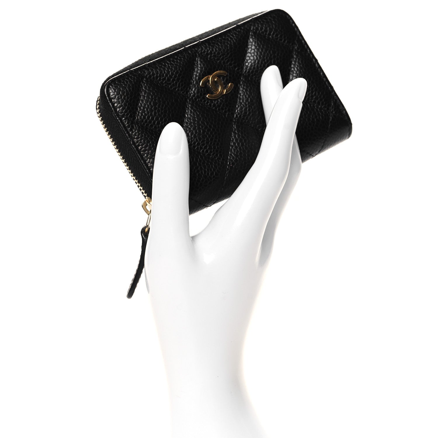 Chanel Caviar Quilted Zip Coin Purse Black 2 of 7