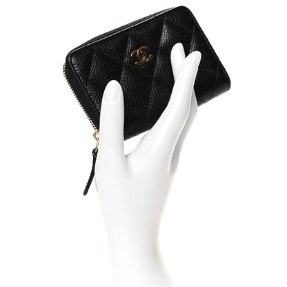 Chanel Caviar Quilted Zip Coin Purse Black 2 of 7