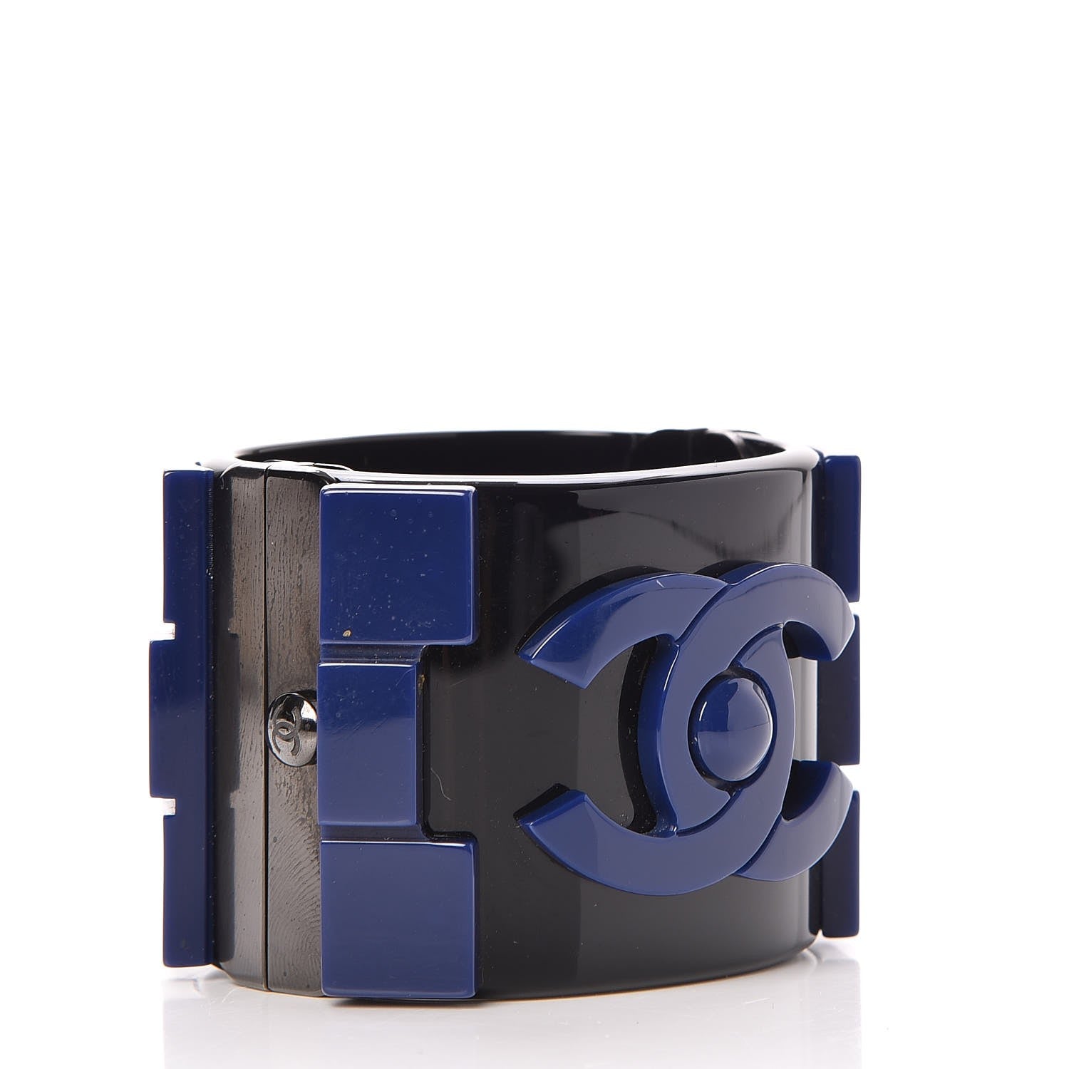 Chanel Plexiglass Lego Boy Cuff Black Blue 3 of 5
