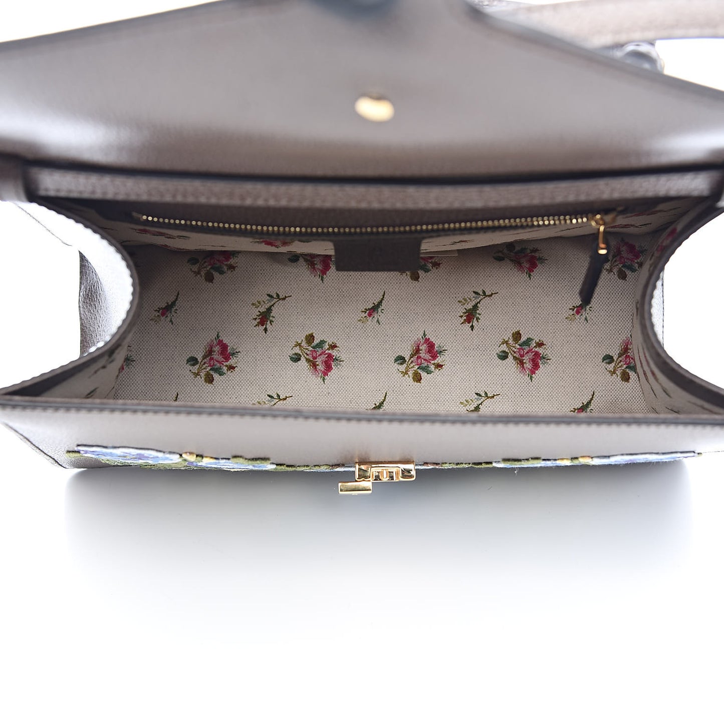 Calfskin Embroidered Medium Sylvie Top Handle Bag New Acero Multicolor