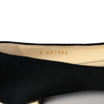 Chanel Satin Grosgrain Pearl Bow Ballerina Cap Toe Flats 38.5 Black 9 of 11