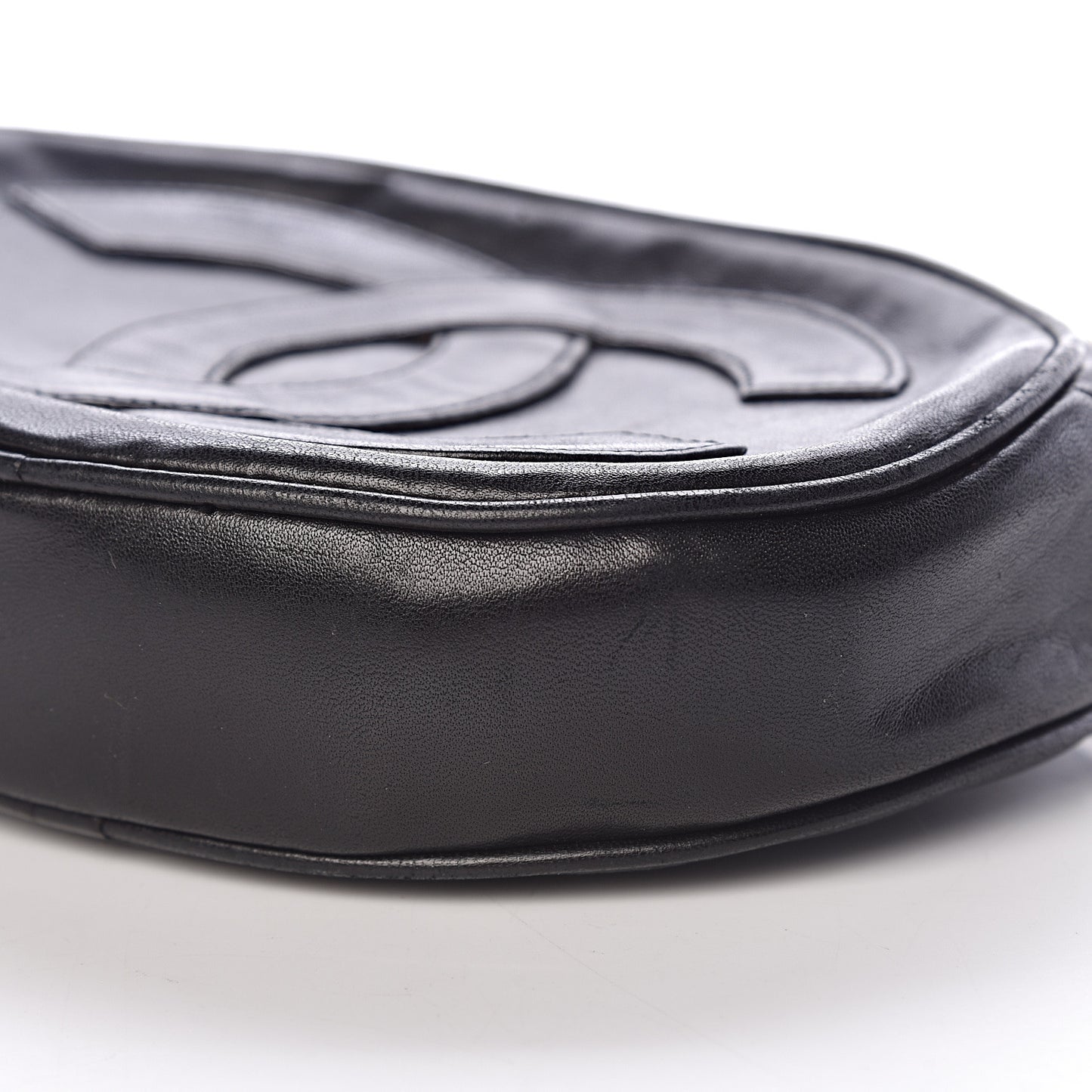 Lambskin Round Tassel Crossbody Bag Black