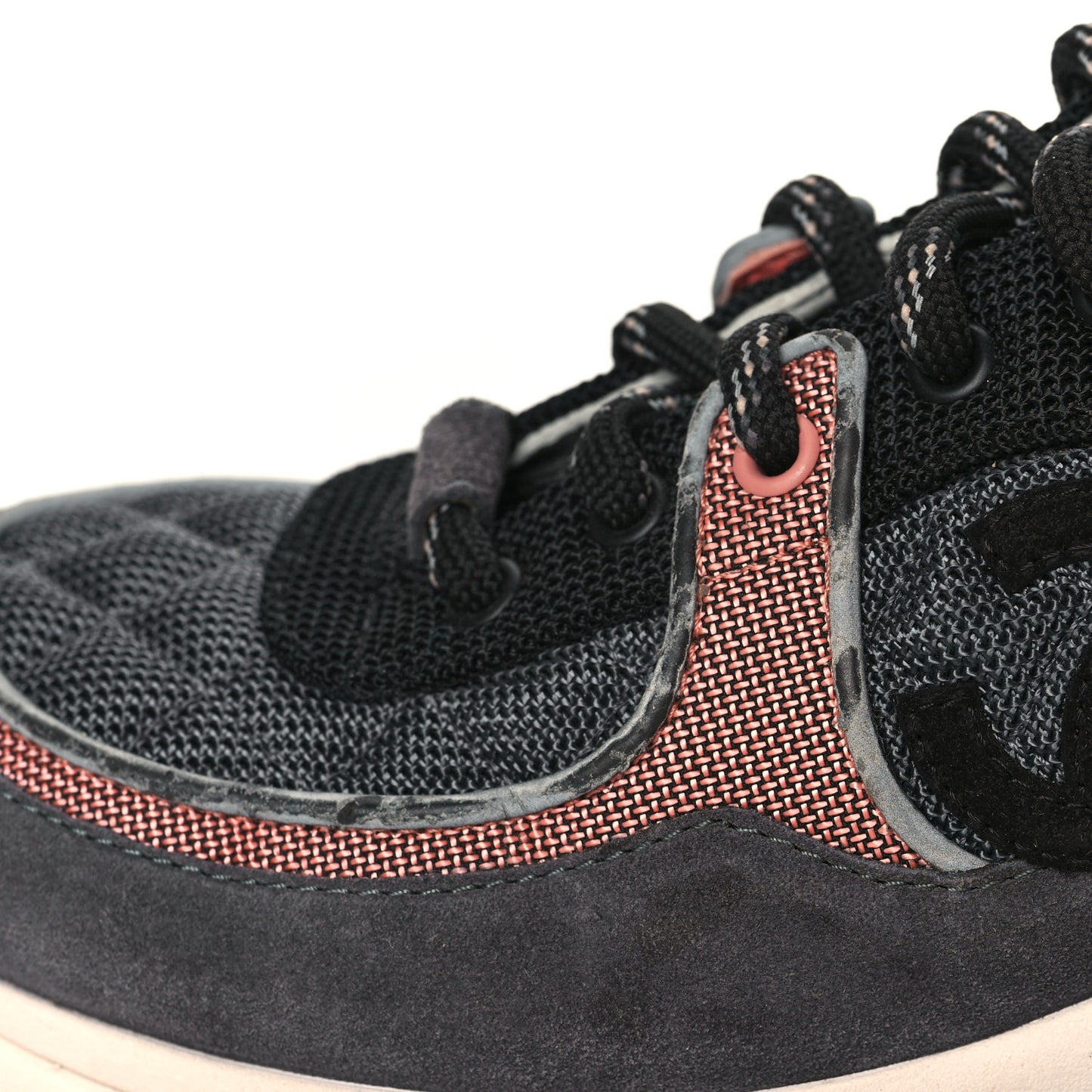 Nylon Calfskin Suede Womens CC Sneakers 37.5 Grey Pink