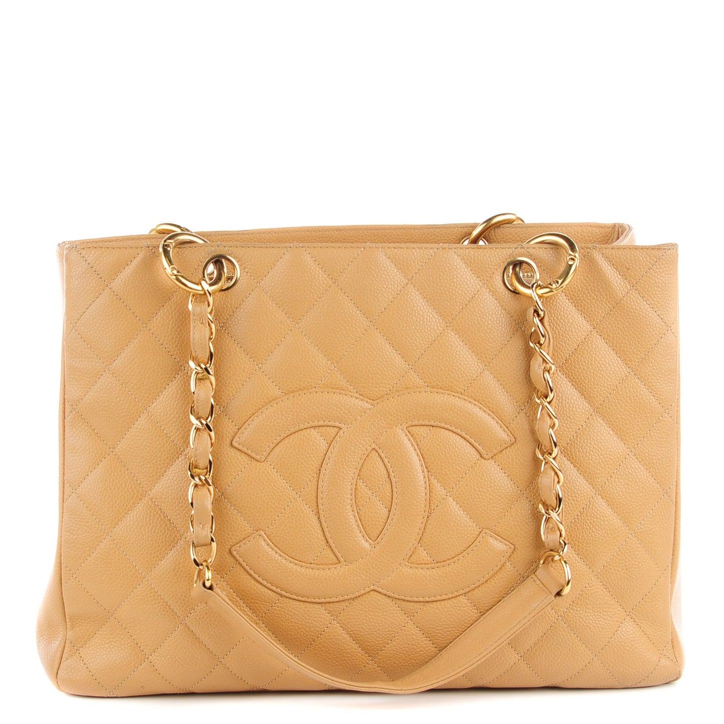 Caviar Quilted Grand Shopping Tote GST Beige
