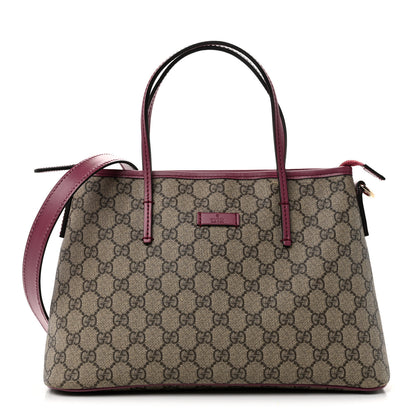 Gucci GG Supreme Monogram Small Zippered Tote Beige New Rosette 1 of 12