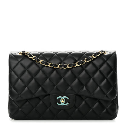 Chanel Lambskin Quilted Jumbo Double Flap Black 1 of 19