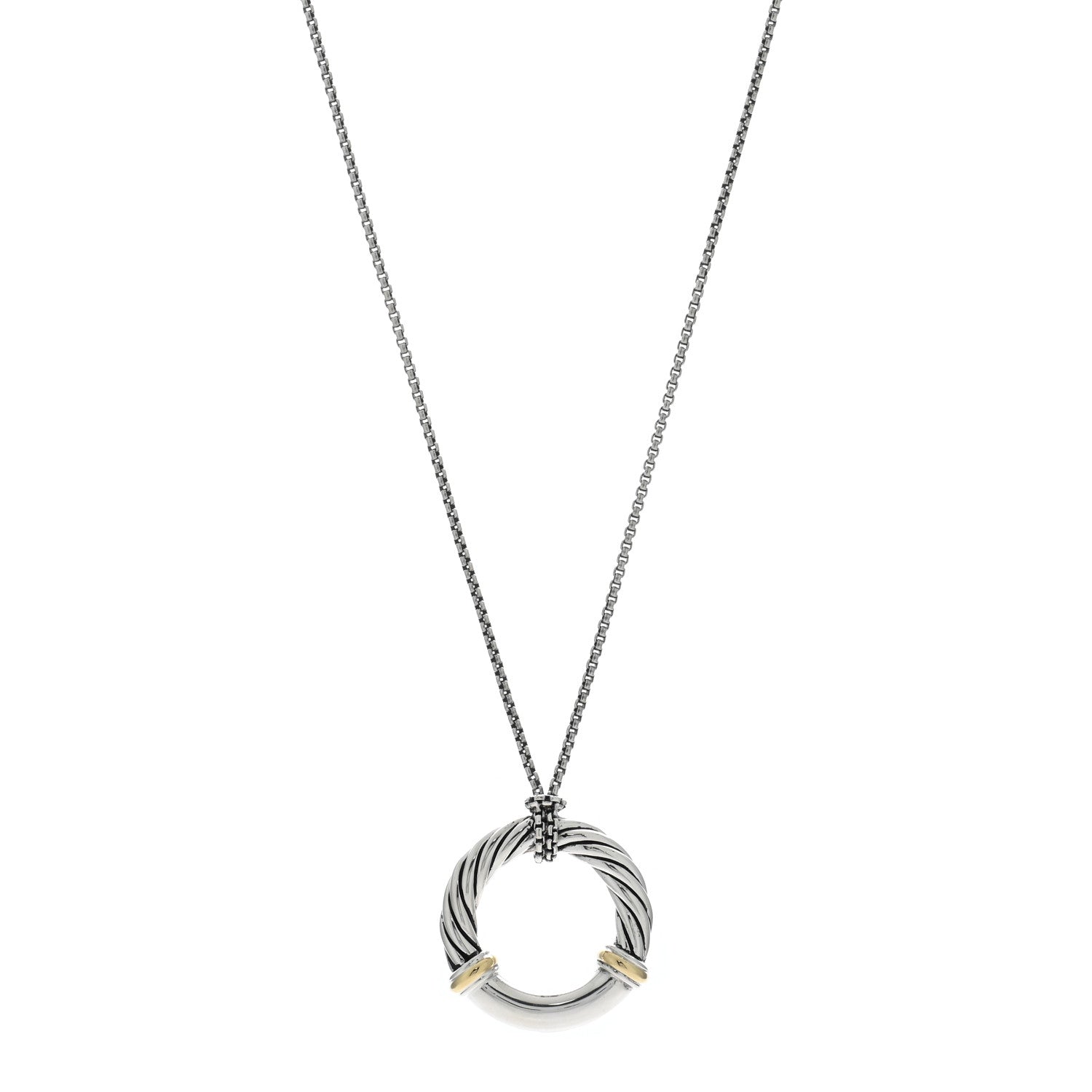 David Yurman DAVID YURMAN Sterling Silver 18K Yellow Gold Metro Circle Pendant Necklace 1 of 4