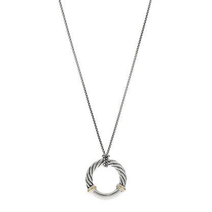David Yurman DAVID YURMAN Sterling Silver 18K Yellow Gold Metro Circle Pendant Necklace 1 of 4