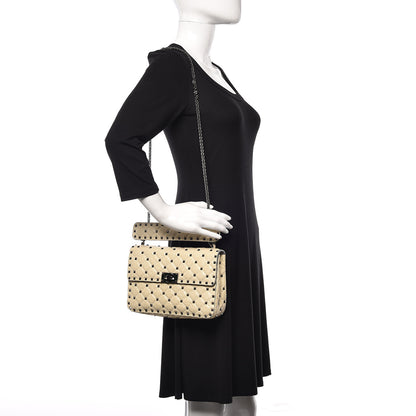 Valentino Garavani Craquele Nappa Medium Rockstud Spike Shoulder Bag Light Ivory 2 of 10