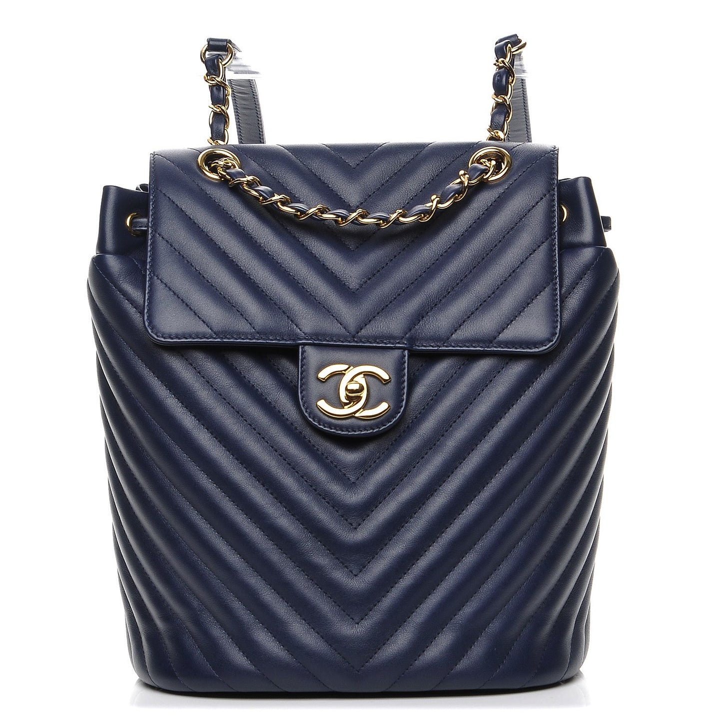 Calfskin Chevron Quilted Small Urban Spirit Backpack Navy