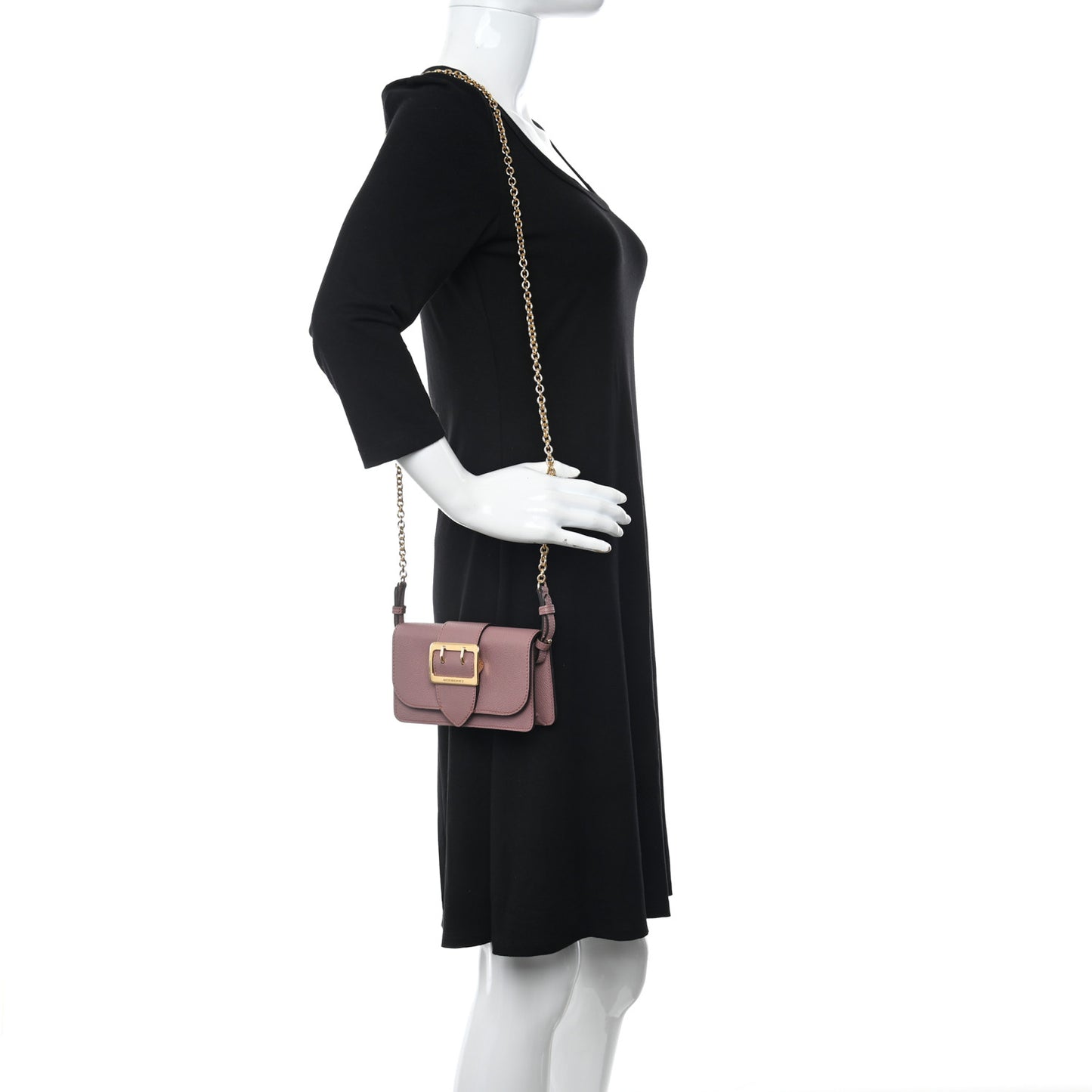 Grainy Calfskin Mini Buckle Bag Dusty Pink
