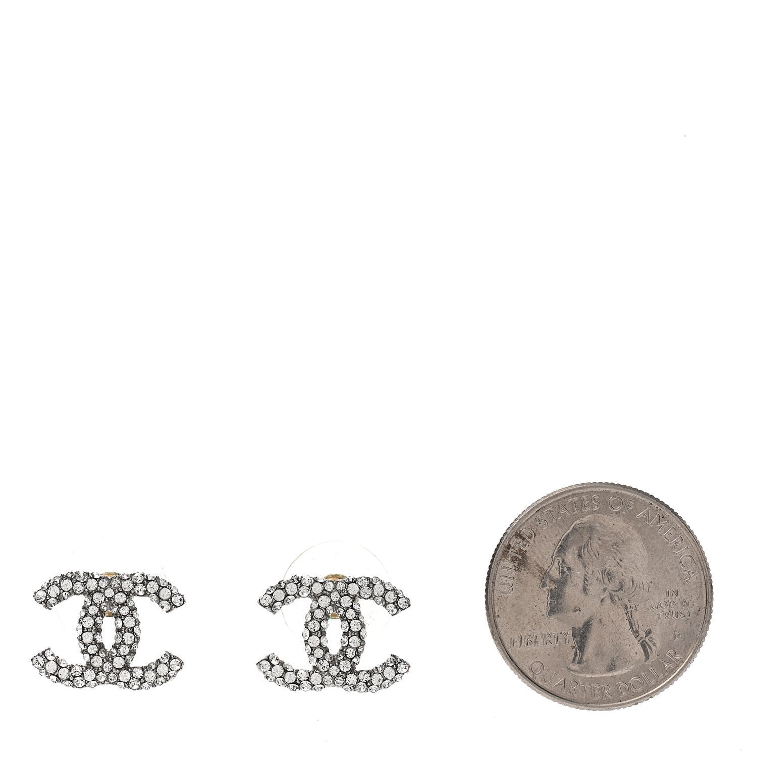 Chanel Crystal CC Earrings Silver 2 of 5