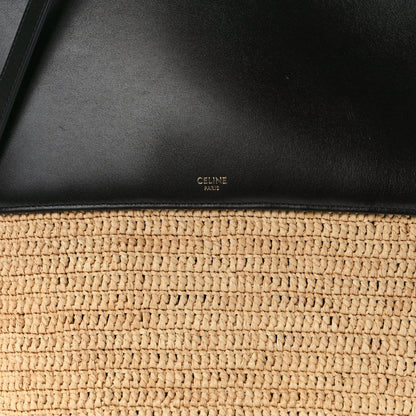 Celine Raffia Calfskin Basket Bag Natural Black 9 of 13