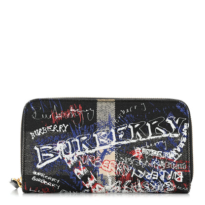 Burberry Coated Canvas Mega Check Sketchbook Doodle Zip Wallet Black 1 of 11