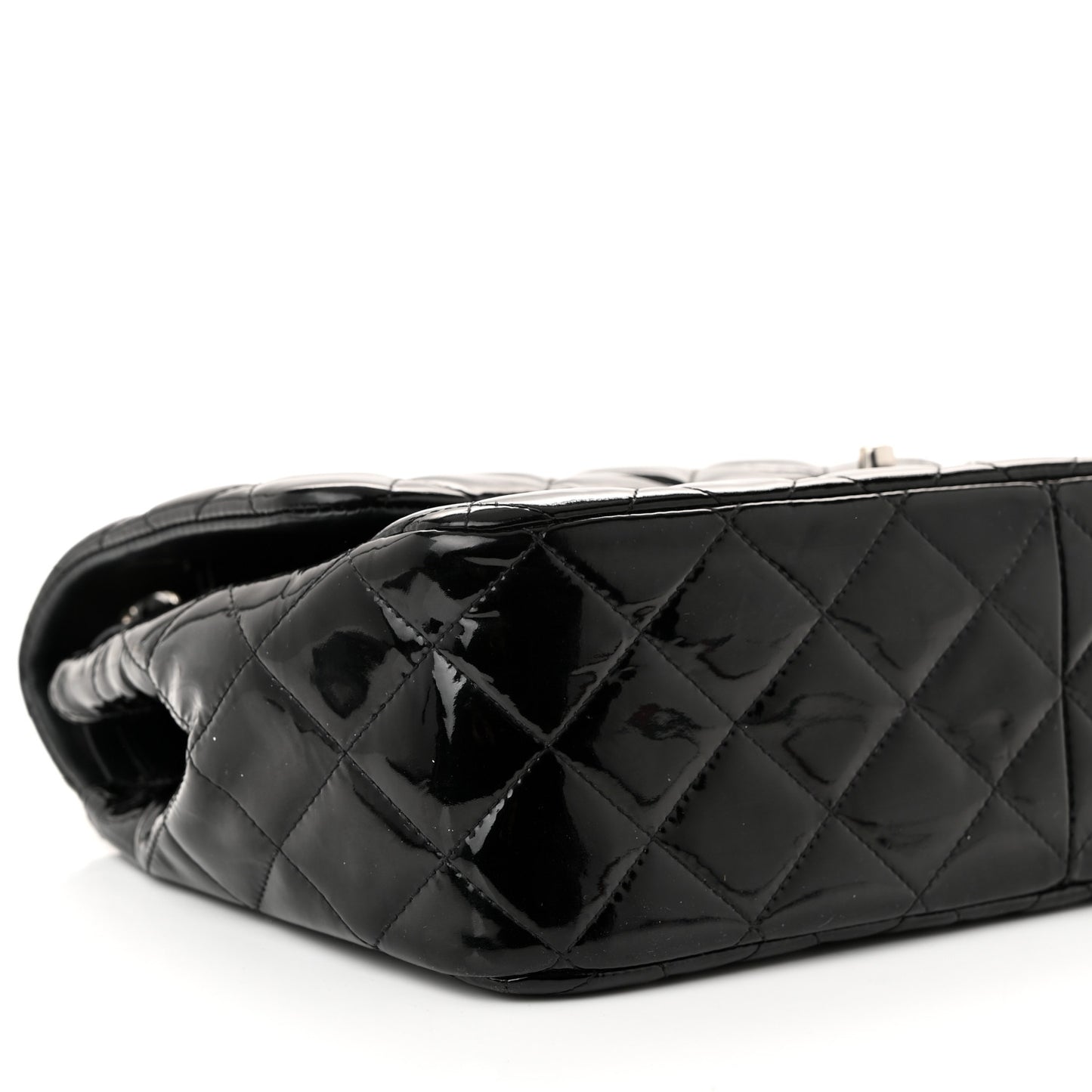 Patent Quilted Jumbo Double Flap Black