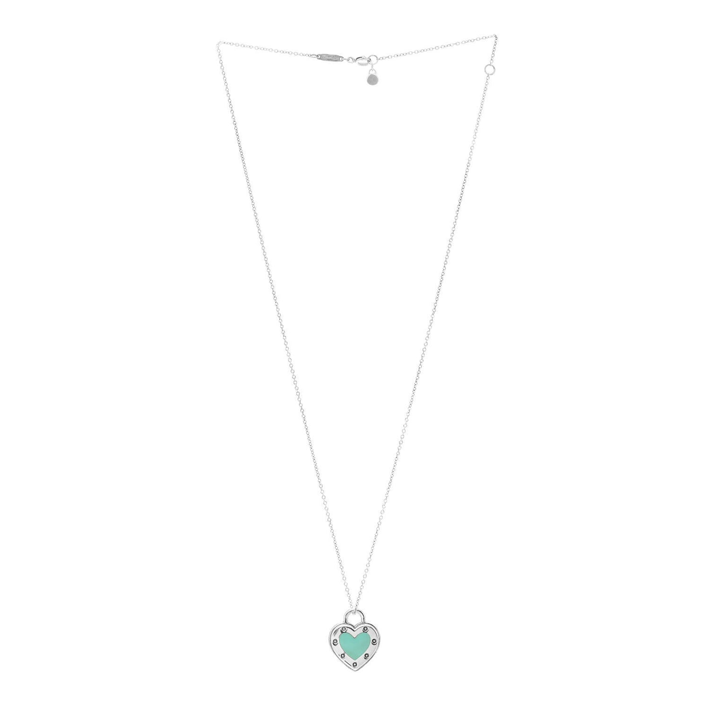 Sterling Silver Enamel Return to Tiffany Love Heart Necklace Blue