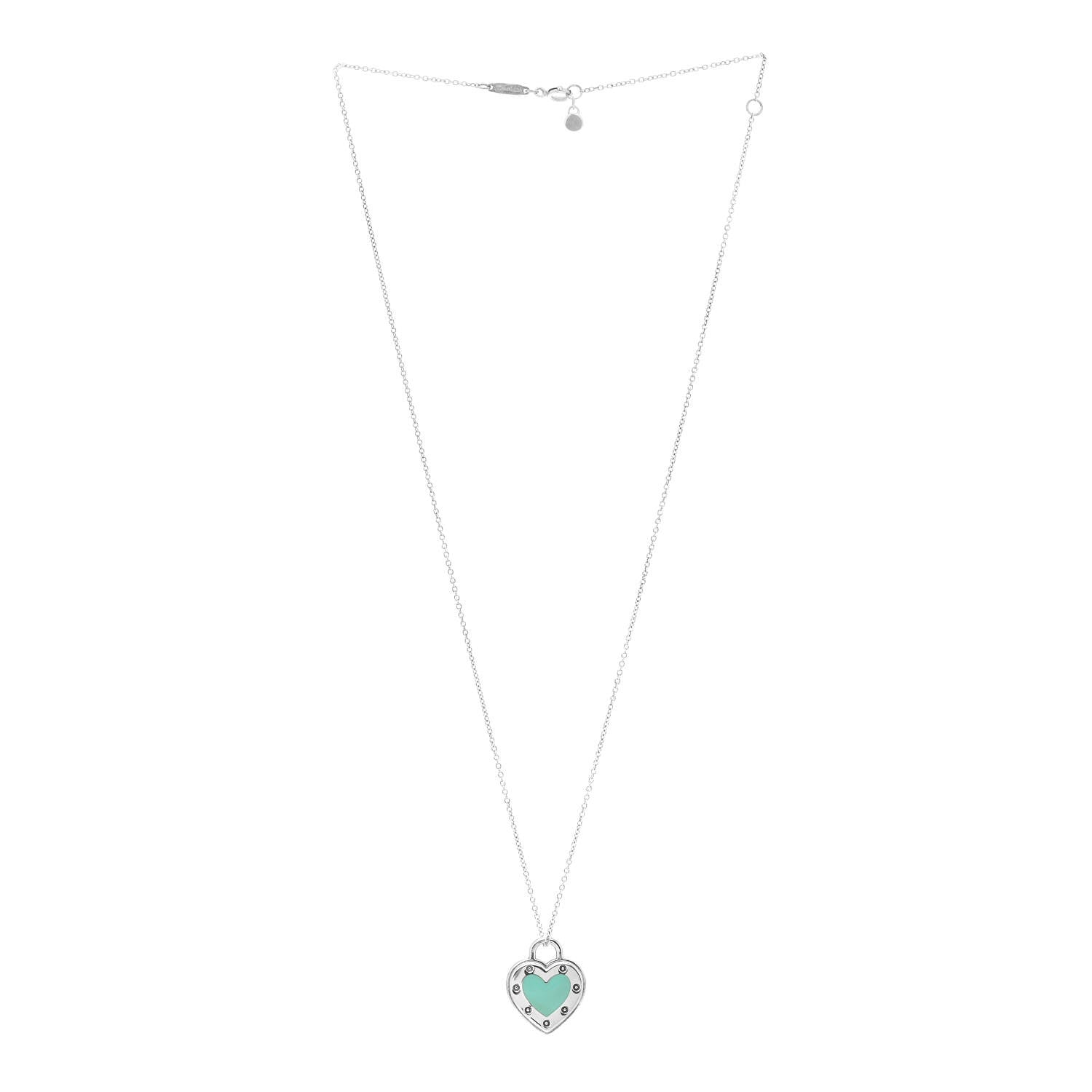 Tiffany Sterling Silver Enamel Return to Tiffany Love Heart Necklace Blue 3 of 7