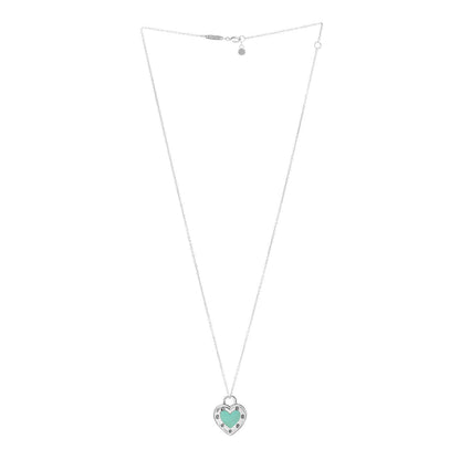Tiffany Sterling Silver Enamel Return to Tiffany Love Heart Necklace Blue 3 of 7