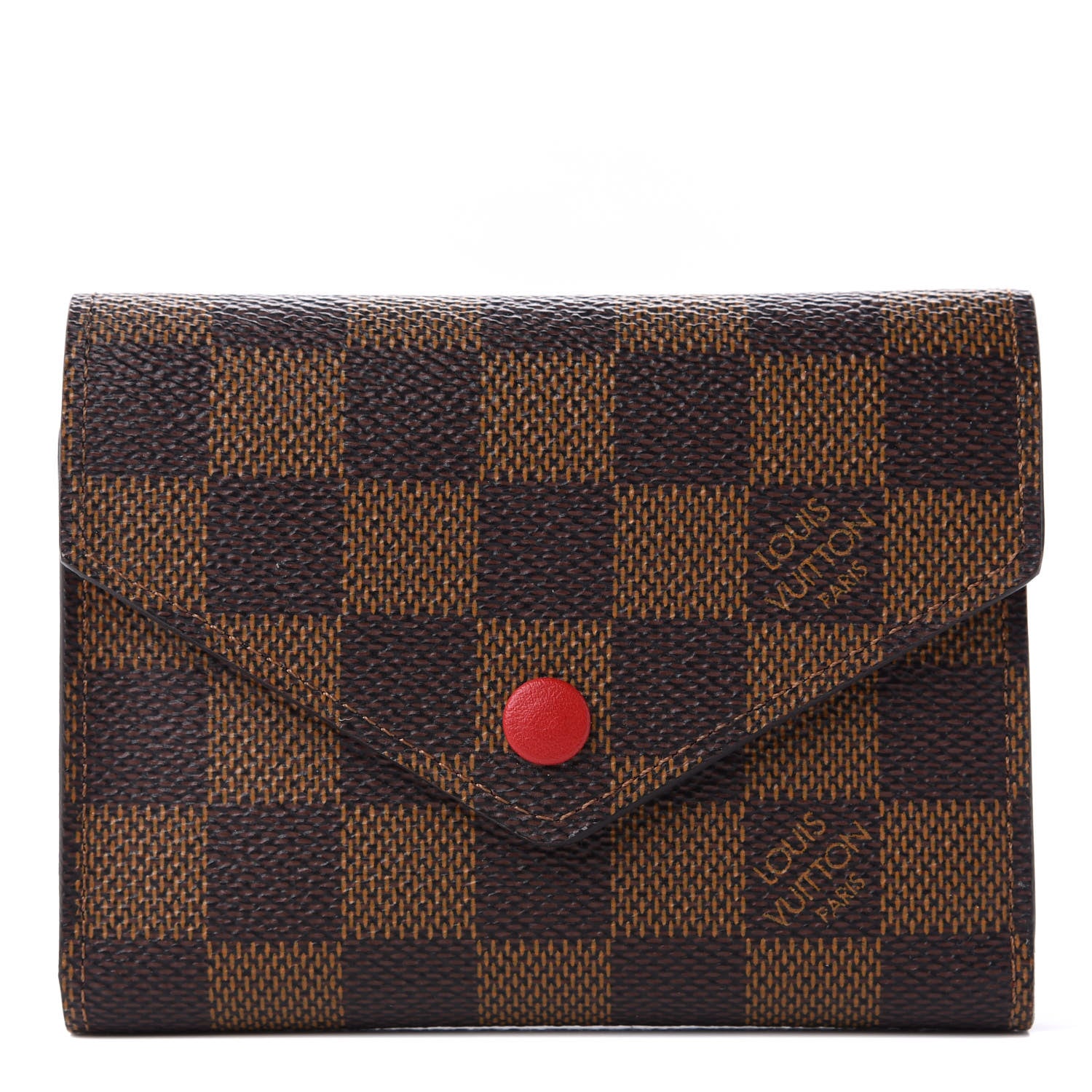 Louis Vuitton Damier Ebene Victorine Wallet Red 1 of 12