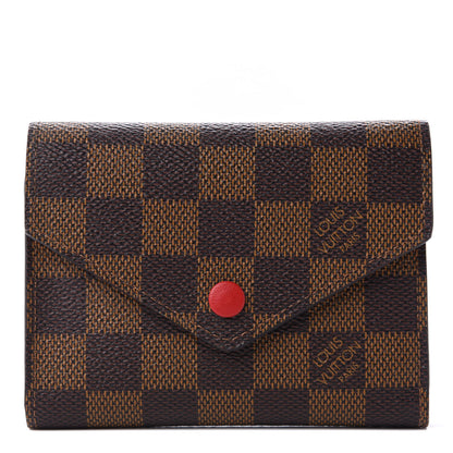 Louis Vuitton Damier Ebene Victorine Wallet Red 1 of 12