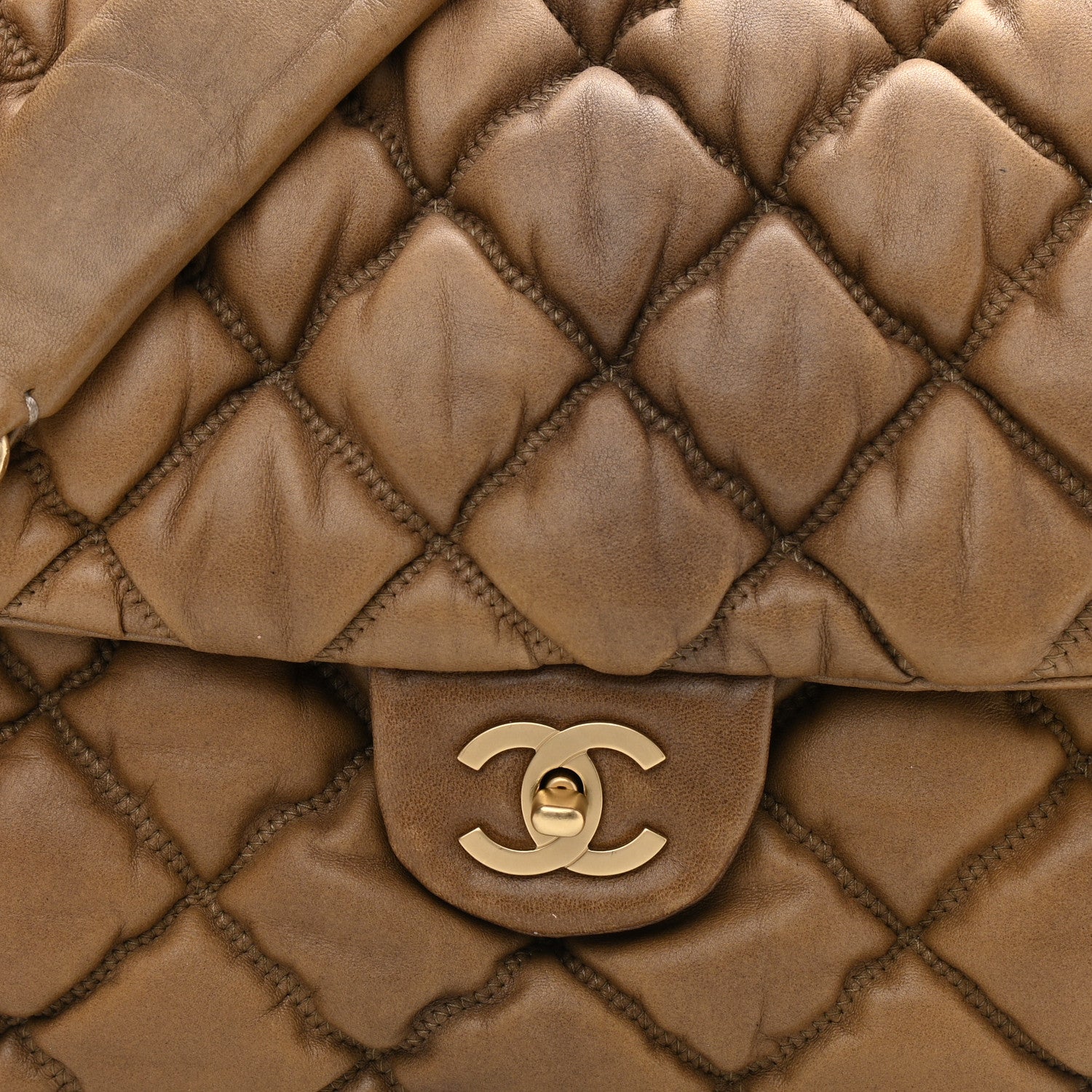 Chanel Lambskin Bubble Quilt Flap Brown 9 of 11