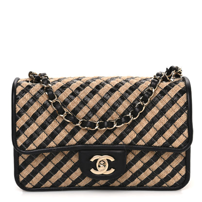 Chanel Raffia Jute Striped Small Urban Jungle Single Flap Black Beige 1 of 10